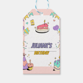 Färgfull Illustrative Födelsedagsfest inbjudan Presentetikett