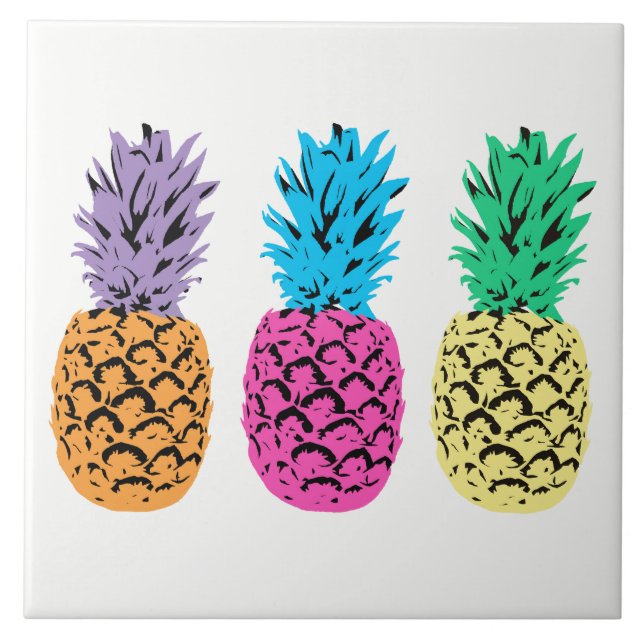 Färgfull illustrerad ananas kakelplatta (Framsidan)