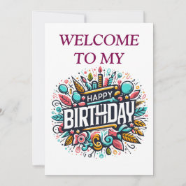 Färgfull, illustrerad födelsedag - Unik, framträda Inbjudningar