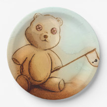 Färgfull illustrerad papper platta - Teddy