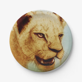 Färgfull illustrerad papper skylt - Lejon