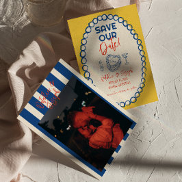 Färgfull Illustrerad ritad Quirky Photo Bröllop Spara Datumet