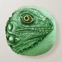 Färgfull illustrerad runda kuddar - Iguana