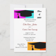 Färgfull inbjudan till Studenten Hat & Tassel Grad