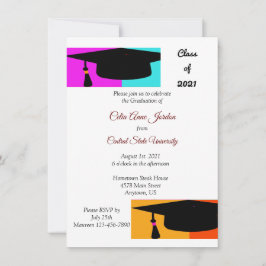 Färgfull inbjudan till Studenten Hat & Tassel Grad