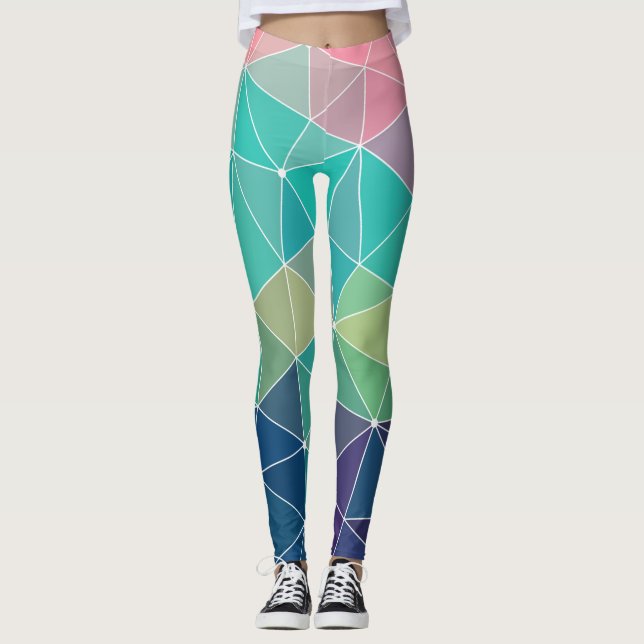 Färgfull inspiration från mönster Retro Cute Leggings (Framsida)