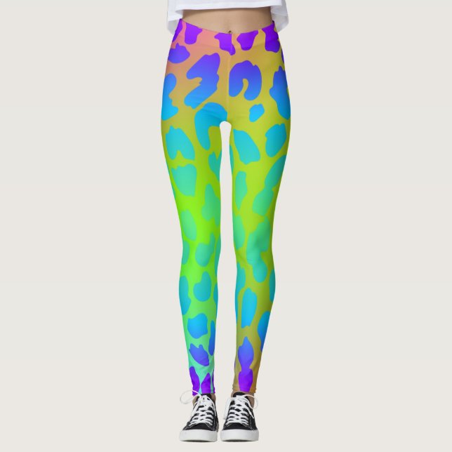 Färgfull inspiration från mönster Retro Cute Leggings (Framsida)
