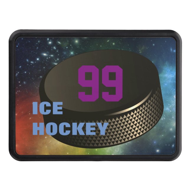 Färgfull ishockey Puck- Trailer Hitch Cover Skydd För Dragkrok (Framsidan)
