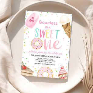 Färgfull iskräm, kummelsötad en första födelsedag inbjudningar