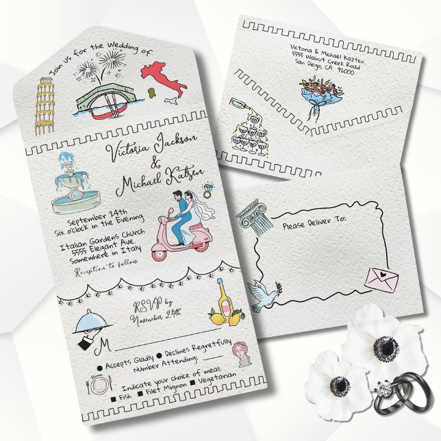 Färgfull Italien Hand plockade funky  doodle bröll (Skapare uppladdad)
