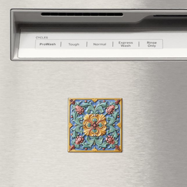 Färgfull italiensk Tile Mönster Magnet (In Situ (Dishwasher))