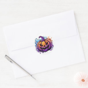 Färgfull Jack-O-Lantern Runt Klistermärke