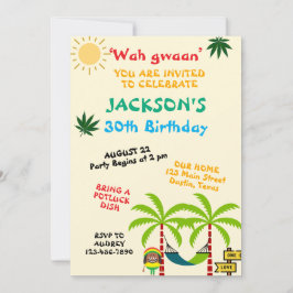 Färgfull Jamaican Vuxen Birthday-inbjudan Inbjudningar