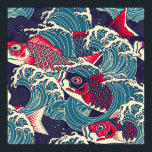 Färgfull japansk koi/karpfisk i vågsömmen poster<br><div class="desc">Färgfull japansk koi/karp-fisk i våglösa mönster-fiskar,  konst,  mönster,  japanskt,  pop,  sömlös,  abstrakt,  grafisk design,  asian,  karp,  papper,  våg,  vind,  bakgrund,  tecknad,  firande,  barn,  färg,  färgstark,  vintage,  illustration,  retro.</div>