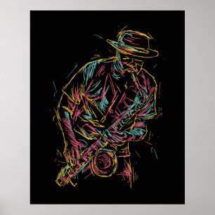 Färgfull Jazz Player poster
