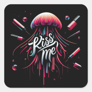 Färgfull jellyfish Illustration med Vibrant Typog Fyrkantigt Klistermärke