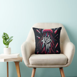 Färgfull jellyfish Illustration med Vibrant Typog Kudde