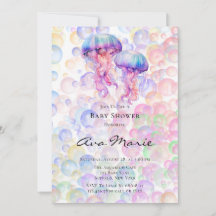 Färgfull jellyfish och Bubbles Girl Baby Shower