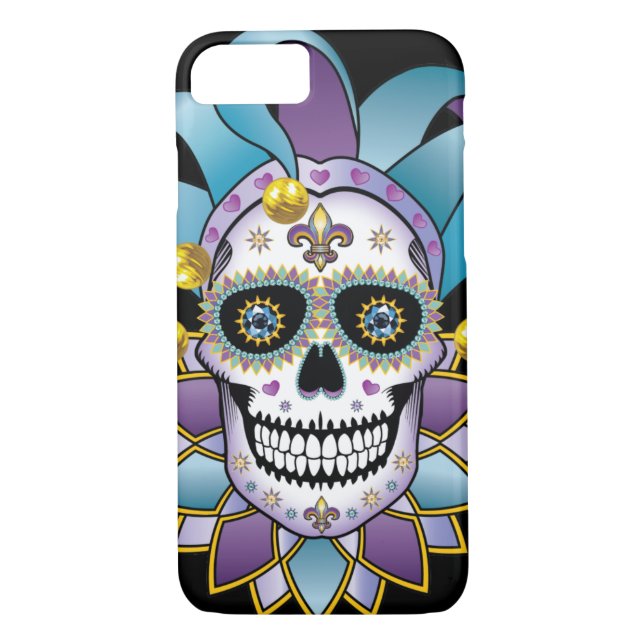 Färgfull Jester Skull Case-Mate iPhone Skal (Baksida)