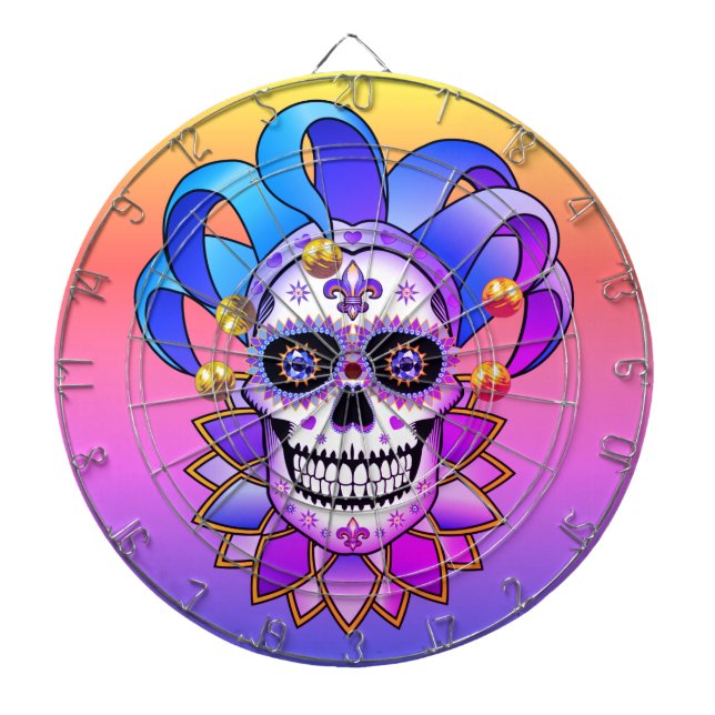 Färgfull Jester Skull Darttavla (Framsidan)