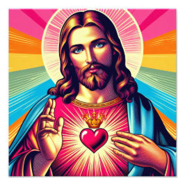 Färgfull Jesus poster! Fototryck