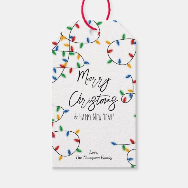 Färgfull Juldag Ljus enkel minimal Presentetikett (Framsidan)