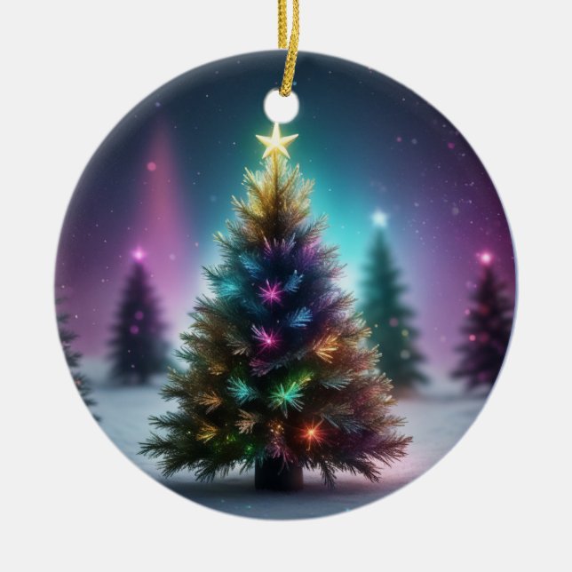 Färgfull Julgran Julgransprydnad Keramik (Framsidan)