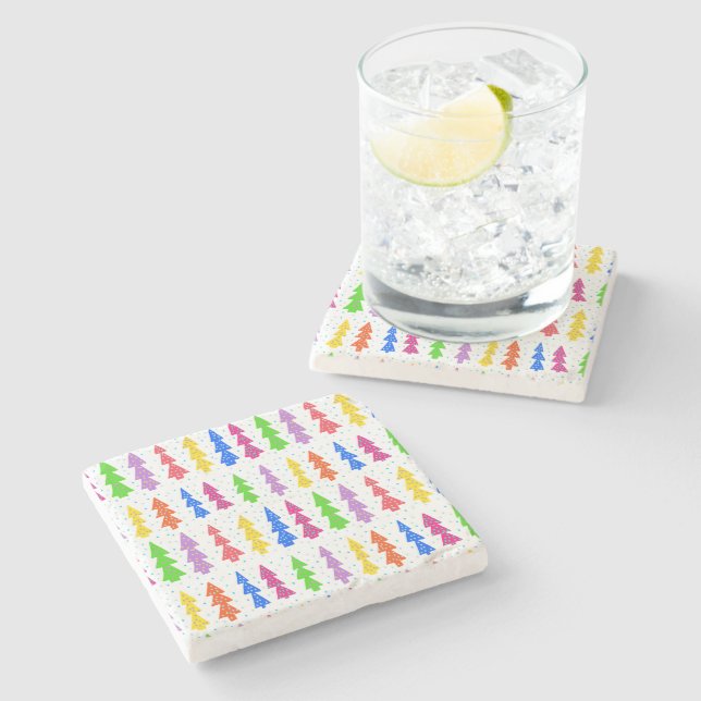 Färgfull Julgran-popkonst Stenunderlägg (Sidan)