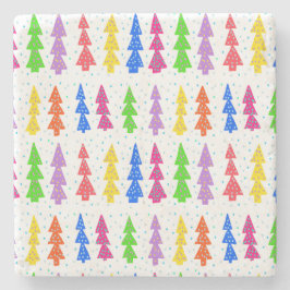 Färgfull Julgran-popkonst Stenunderlägg