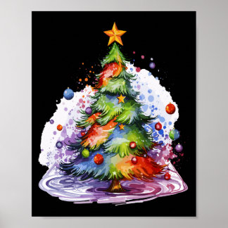 Färgfull Julgran, Säsong-dekoration Poster