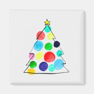 Färgfull Julgran-vattenfärg Magnet