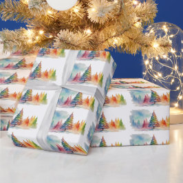 Färgfull julvinter Wonderland Watercolor Presentpapper