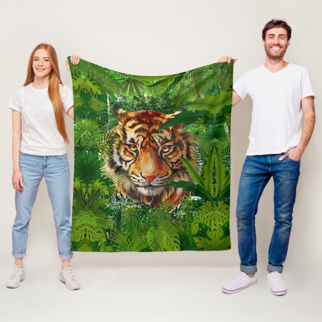 Färgfull jungle Tiger - Tiger Fleece Blanket (På plats)