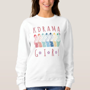 Färgfull K-Drama Girl Fläkt Art med Finger Hearts T Shirt