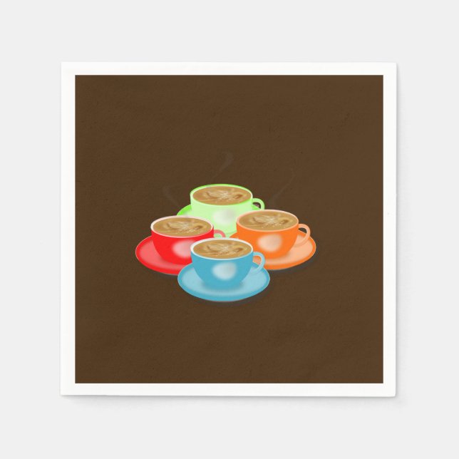 Färgfull Kaffe koppar Pappersservett (Framsidan)