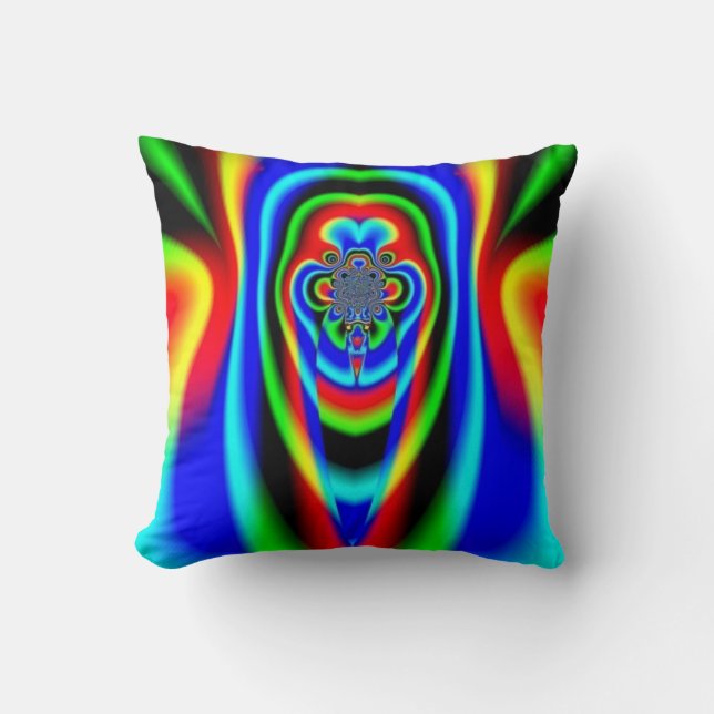 Färgfull Kaleidoscope Psychedelic Fractal Kudde (Framsida)
