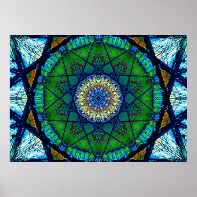 Färgfull Kaleidoscopic Mosaic | Abstrakt Mandala Poster (Framsidan)