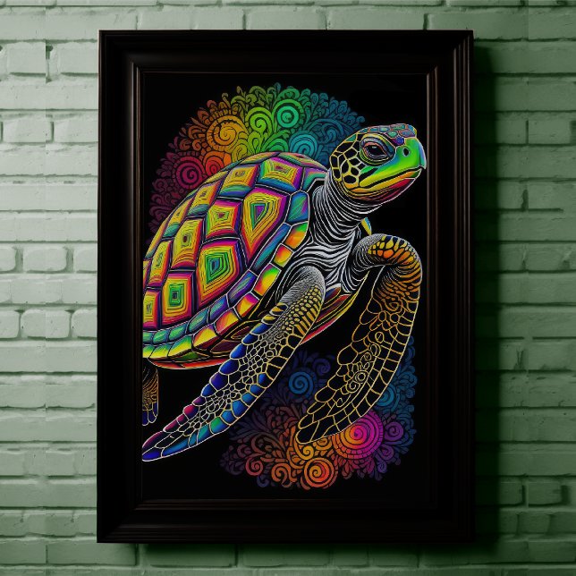 Färgfull kalk Teckning Sea Turtle Poster (Skapare uppladdad)
