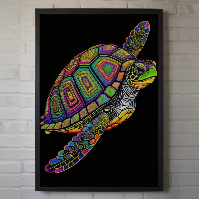 Färgfull kalk Teckning Sea Turtle Poster (Skapare uppladdad)