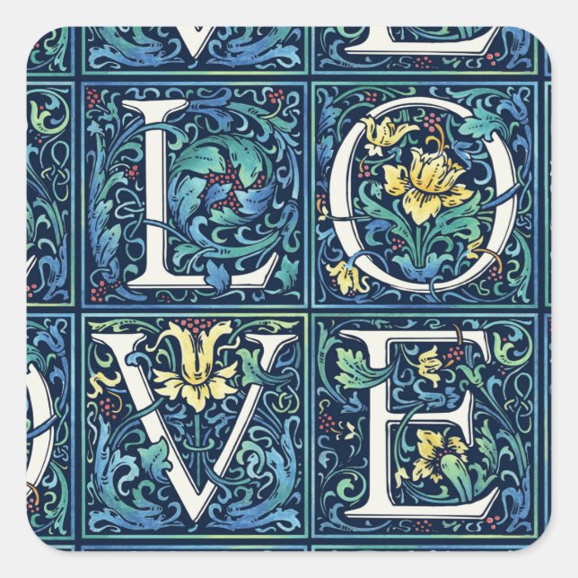 Färgfull KÄRLEK Fyrkantigt Klistermärke (Framsida)