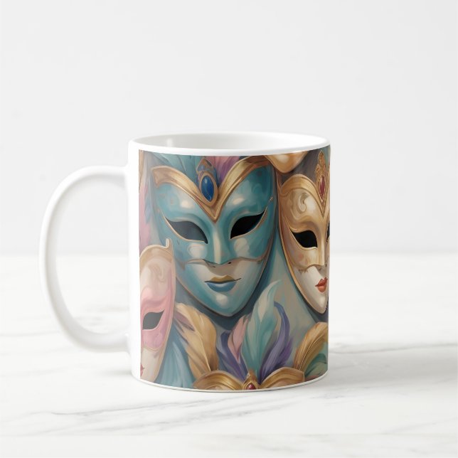 Färgfull karnevalsmaskillustration kaffemugg (Vänster)