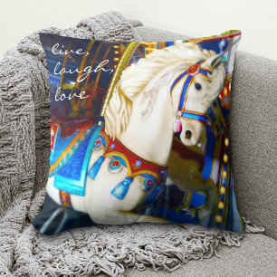 Färgfull karusellhorse Foto Live Laugh Kärlek Kudde
