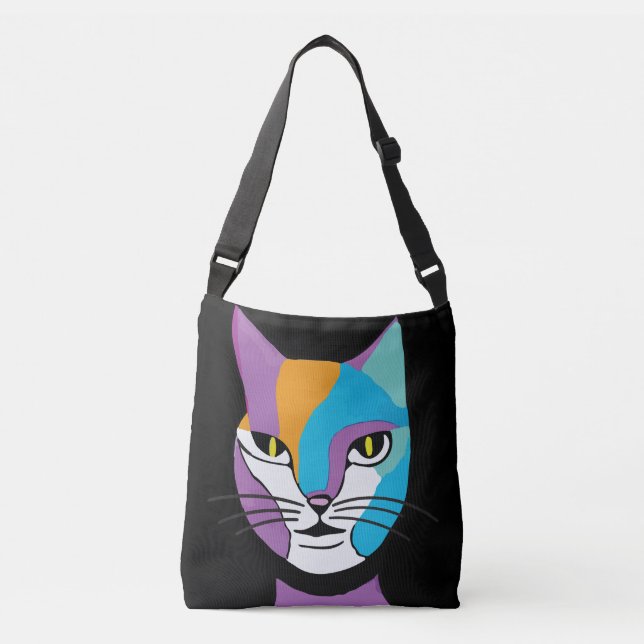 Färgfull Kat Woman-illustration Axelväska (Framsida)