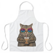 Färgfull katt Barista Apron - Cute Coffee Älskare 