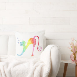 Färgfull katt Dekorativ kudde