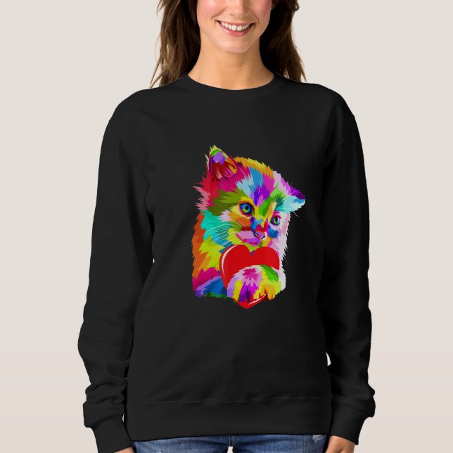 Färgfull katt Kitten T Shirt (Framsida)