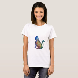 Färgfull katt Kvinnors grundläggande T-Shirt, vit T-shirt