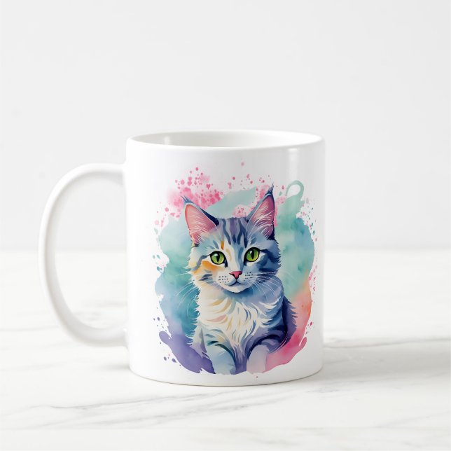 Färgfull katt Mugg (Vänster)