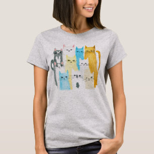 Färgfull Katt Party Kvinnors grafik T-Shirt