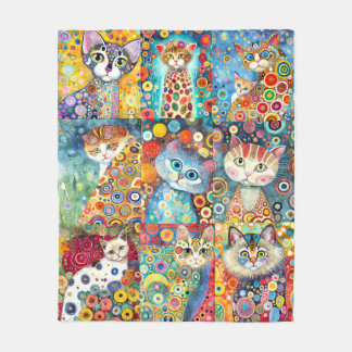 Färgfull kattcolage Fleece Blanket
